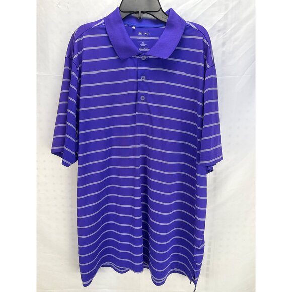 Adidas Golf Purple Striped Polo Shirt Climalite Men’s Size XL Short Sleeve - Picture 2 of 8